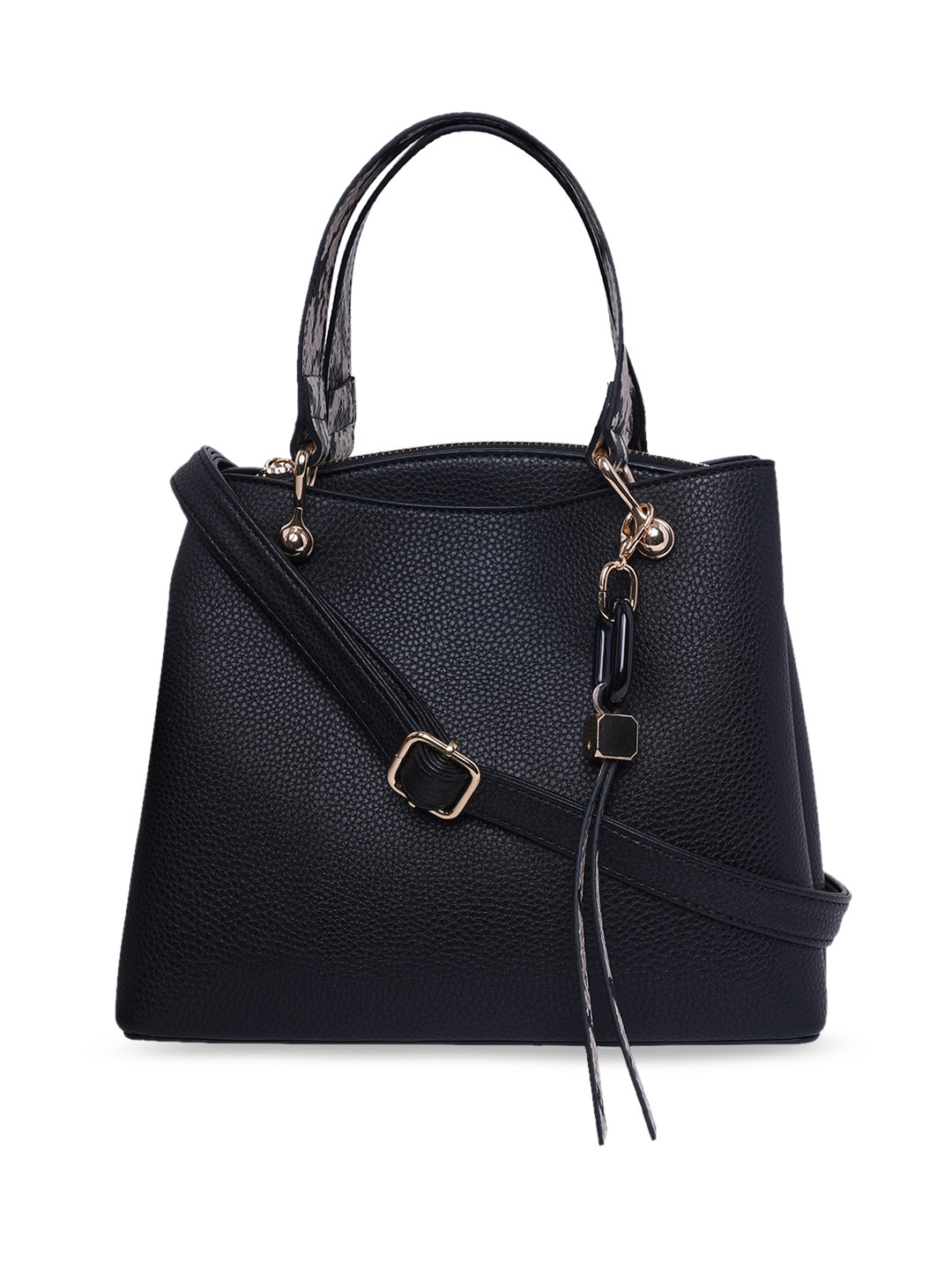 

ALDO Black Textured Structured Handheld Bag