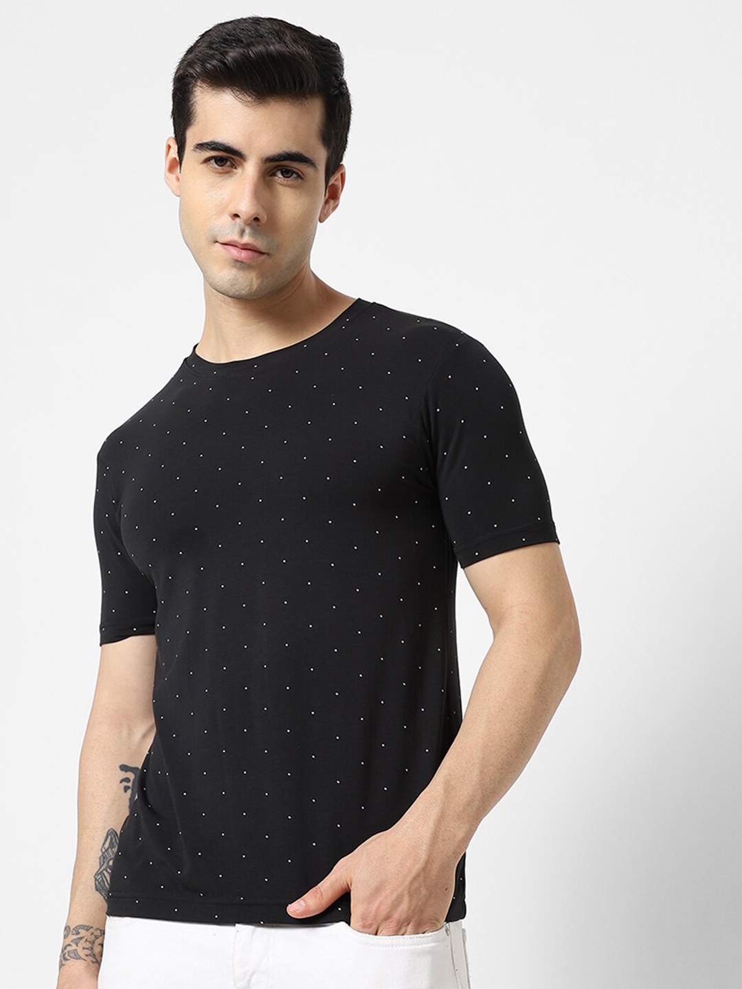 

VASTRADO Men Black Printed T-shirt