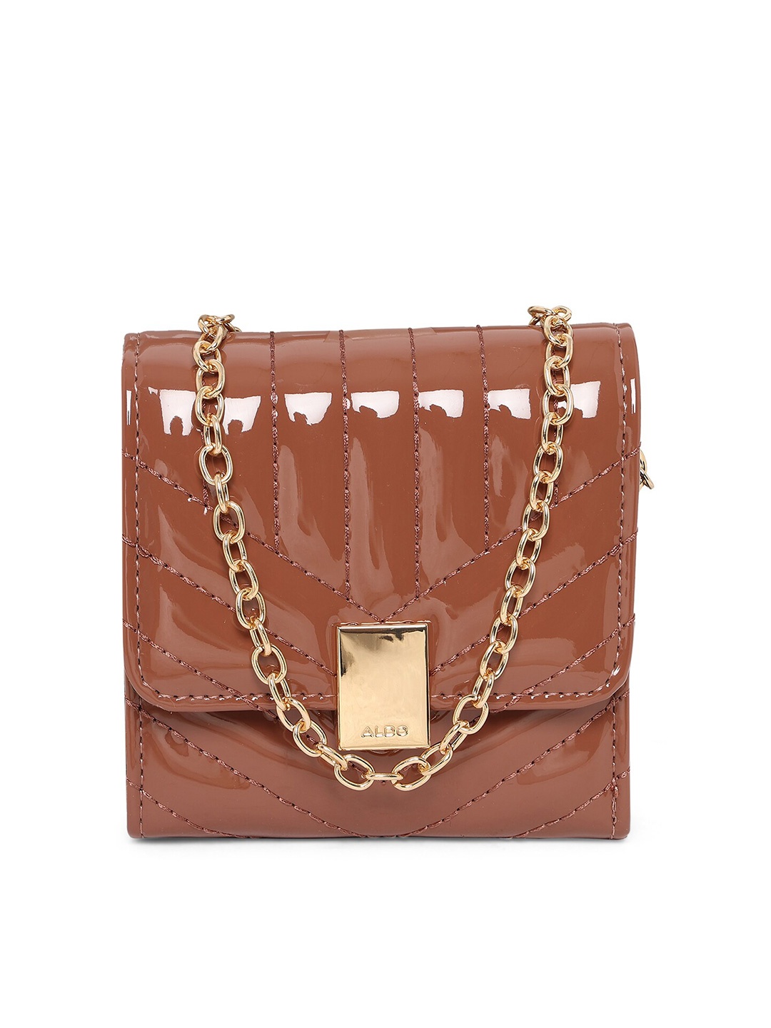

ALDO Women Brown & Gold-Toned PU Three Fold Wallet