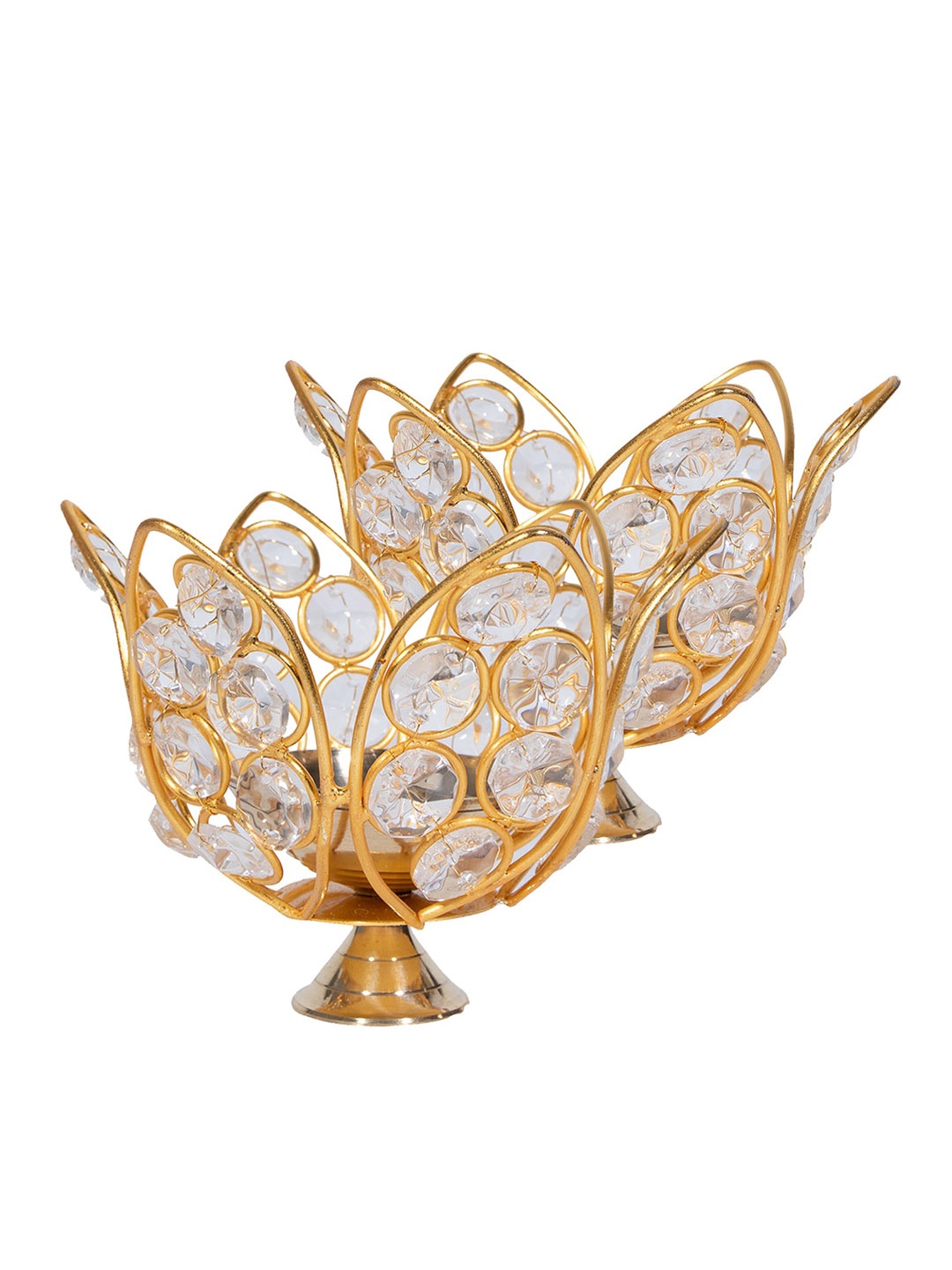 

Homesake Set of 2 Solid Akhand Diya In Lotus Shape, Gold
