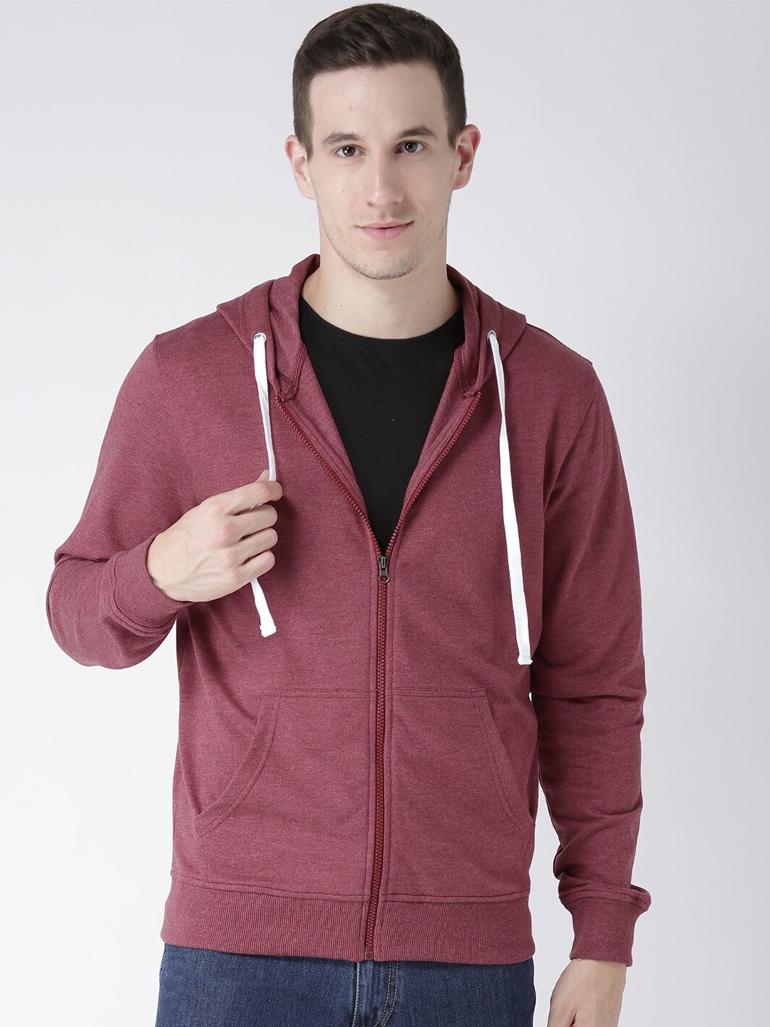 

Club York Men Burgundy Solid Hooded Sweatshirt