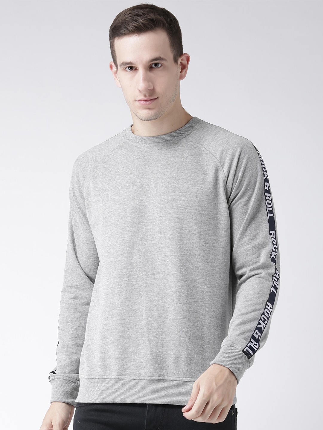 

Club York Men Grey Solid Sweatshirt