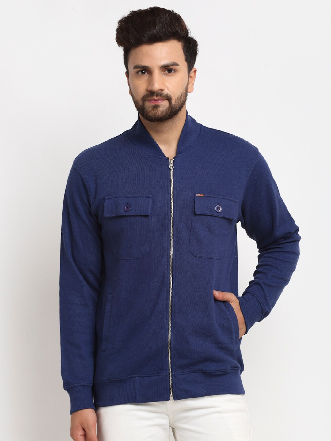 

Club York Men Blue Solid Cotton Sweatshirt