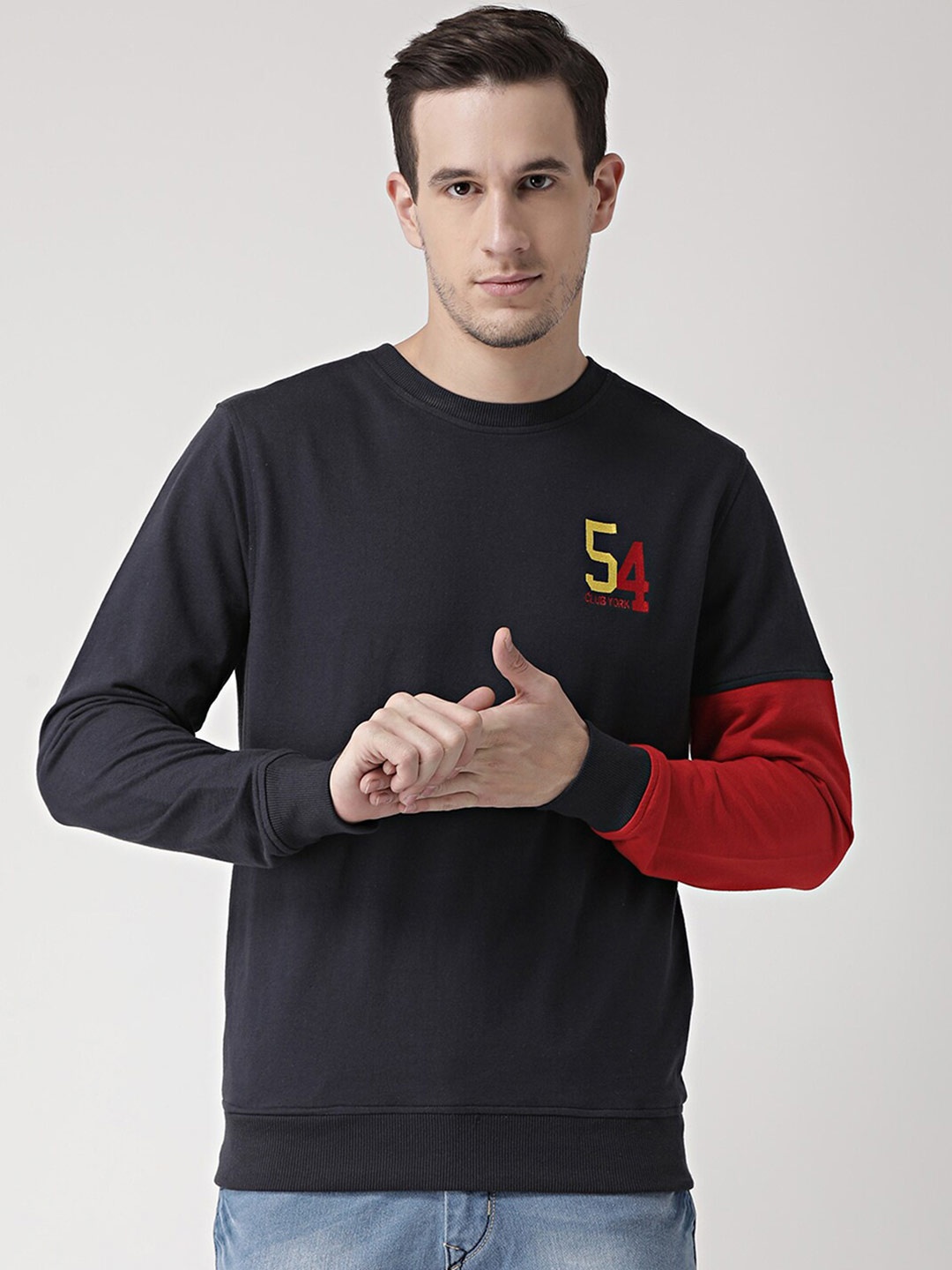 

Club York Men Navy Blue Cotton Sweatshirt