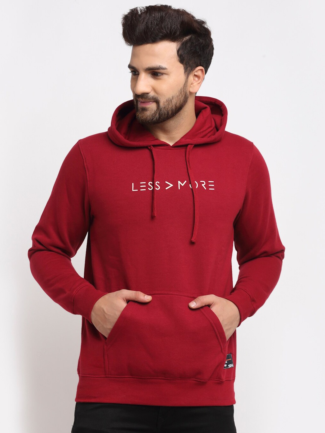 

Club York Men Maroon Hooded Sweatshirt