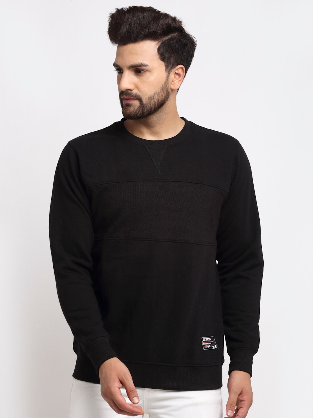 

Club York Men Black Solid Sweatshirt