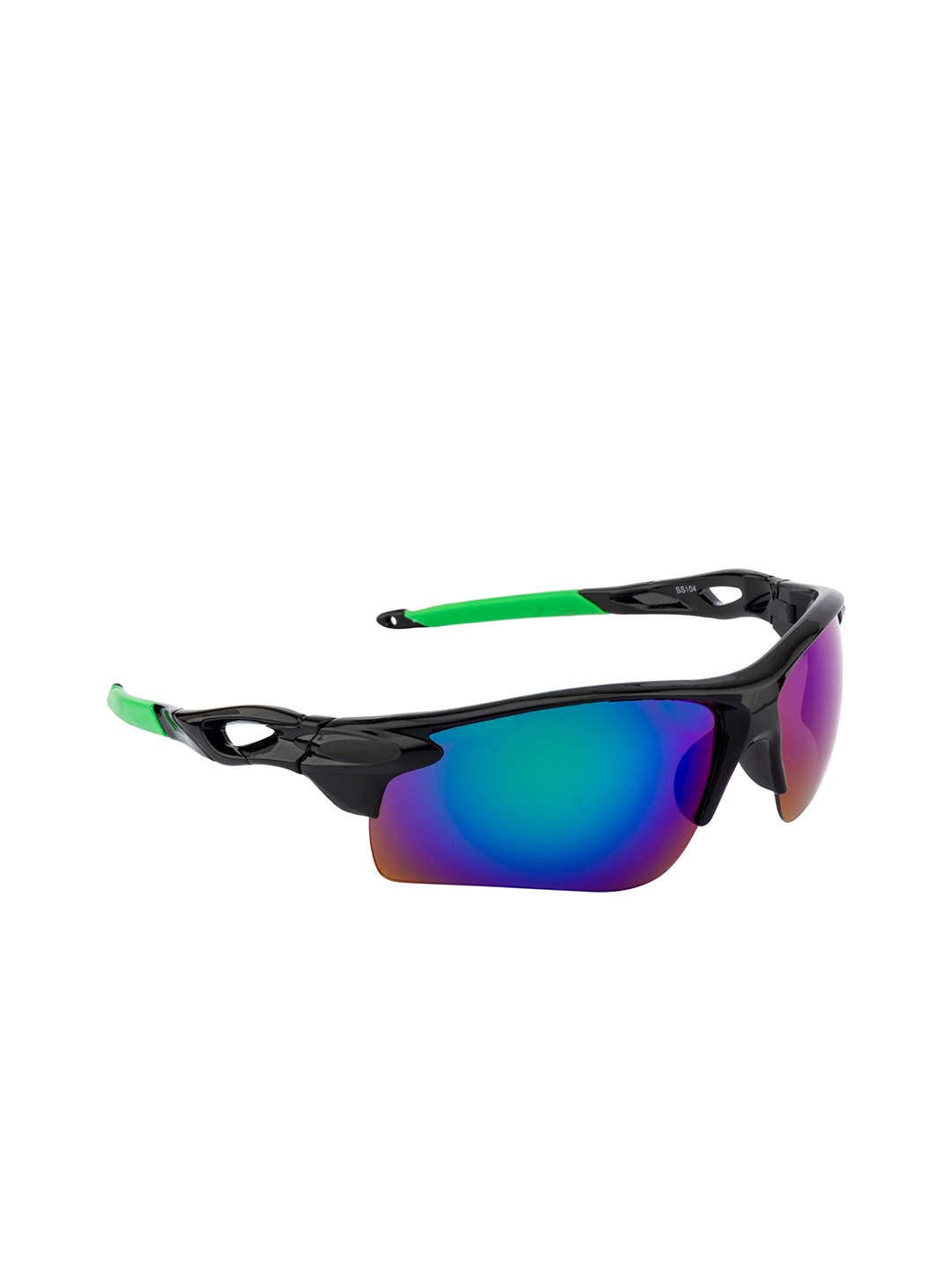Clark N Palmer Unisex Mirrored Lens & Black Sports Sunglasses with UV Protected Lens, Green