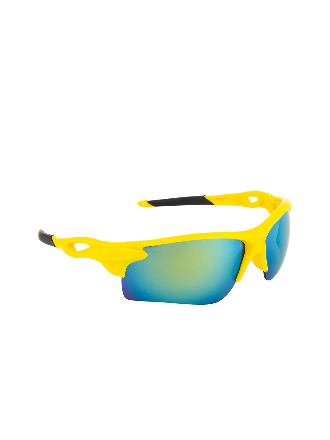 

Clark N Palmer Unisex Mirrored Lens & Yellow Sports Sunglasses with UV Protected Lens, Green