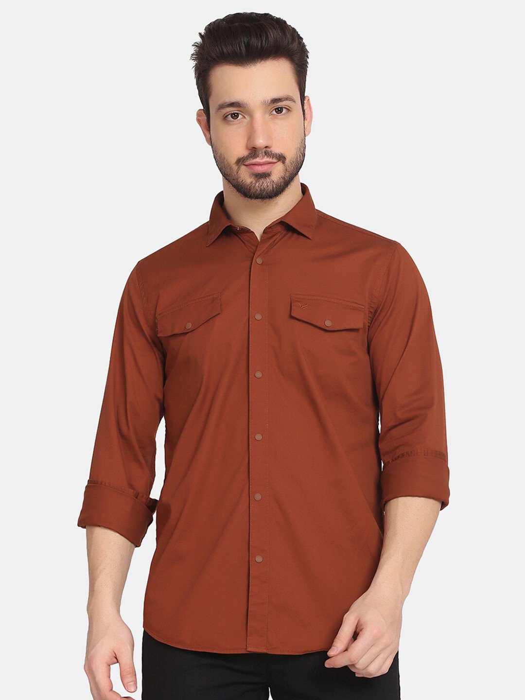 

Blackberrys Men Orange Slim Fit Casual Shirt