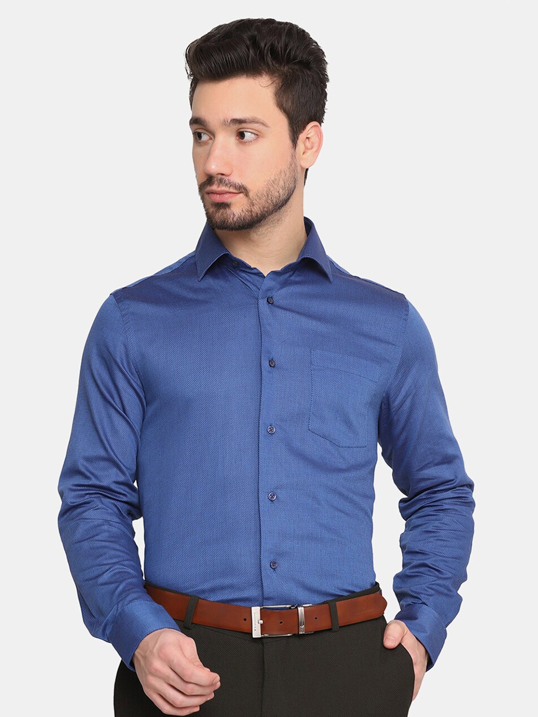 

Blackberrys Men Blue Slim Fit Formal Cotton Shirt
