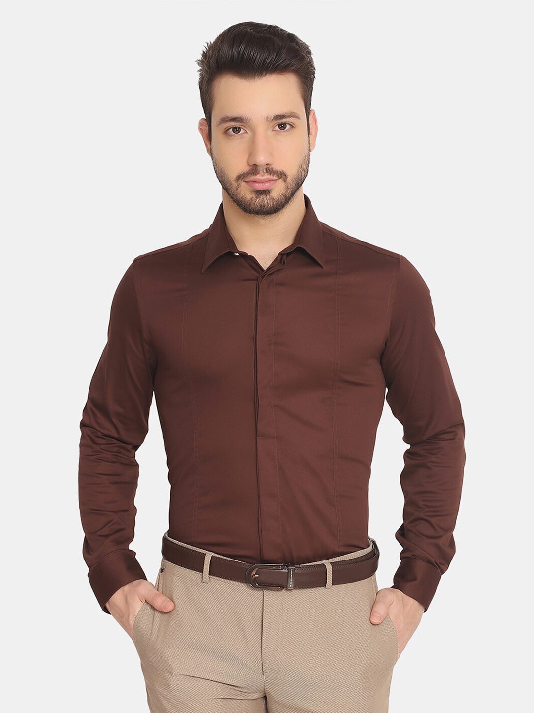 

Blackberrys Men Brown Slim Fit Formal Shirt