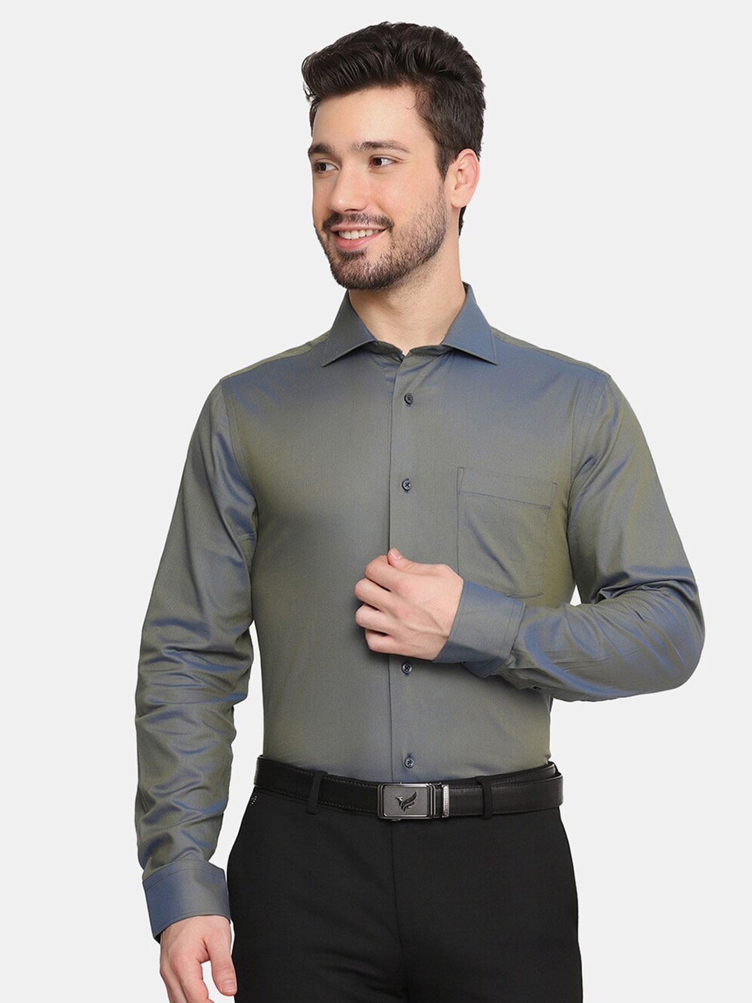 

Blackberrys Men Grey Slim Fit Formal Cotton Shirt