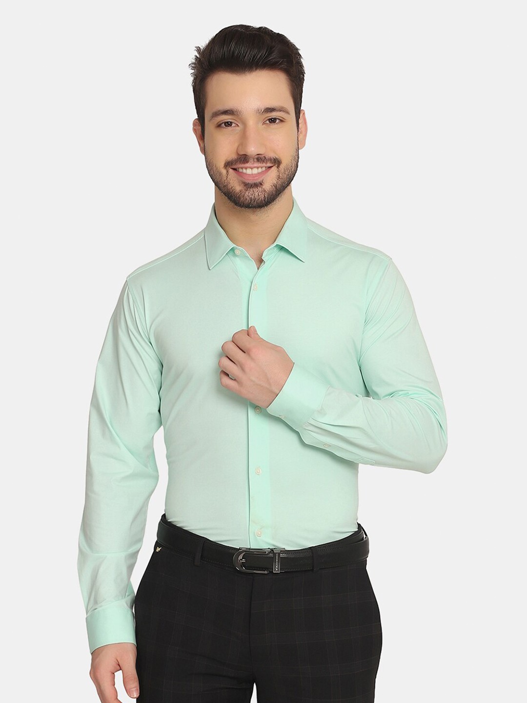 

Blackberrys Men Green Slim Fit Formal Cotton Shirt