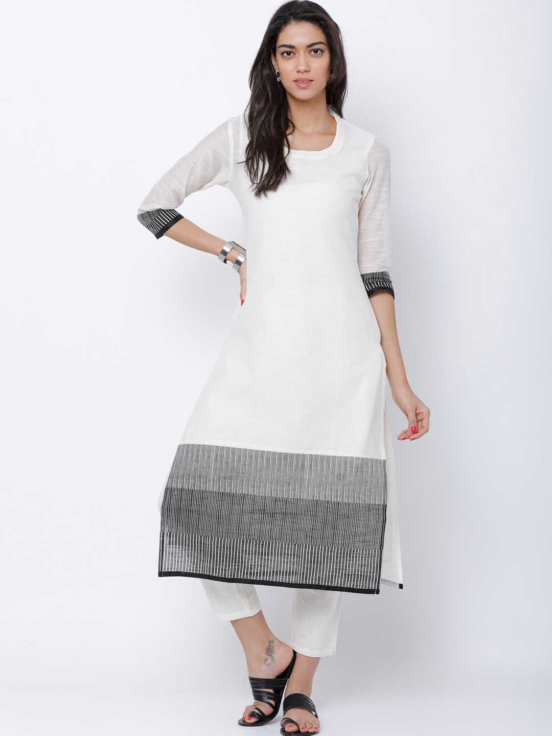 

Vishudh Women Cream-Coloured Kurta