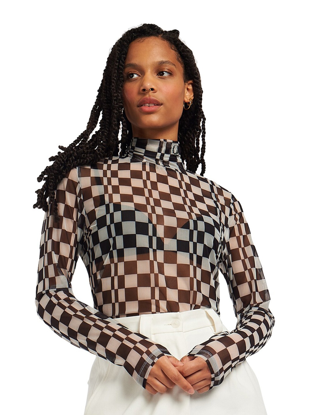 

Fred Perry Black Checked Top
