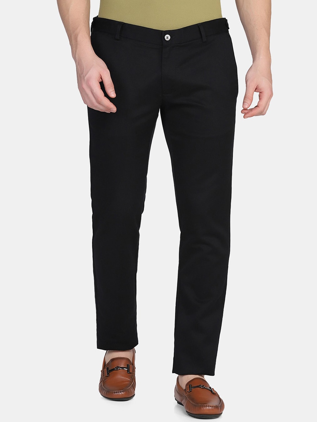 

Blackberrys Men Black Slim Fit Pure Cotton Chinos Trouser