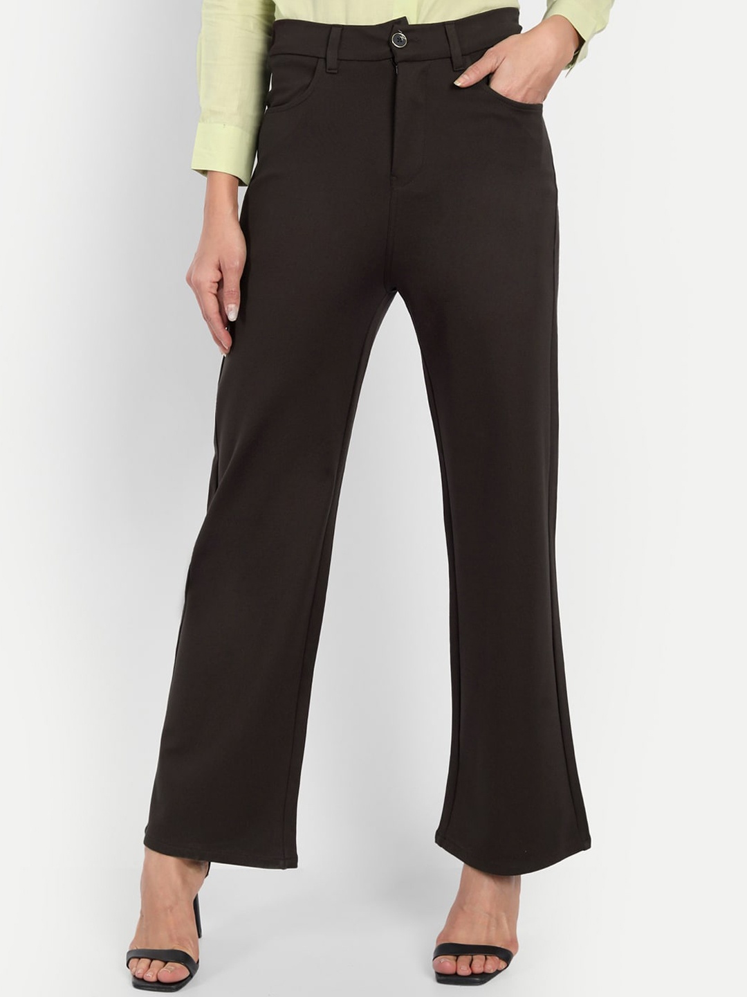 

BROADSTAR Women Coffee Brown Loose Fit High-Rise Easy Wash Formal Trousers
