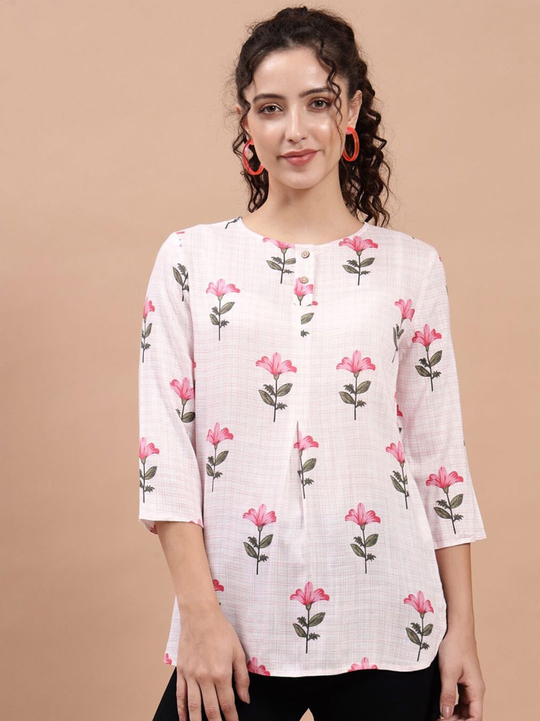 

Beatnik Pink Floral Printed Kurti
