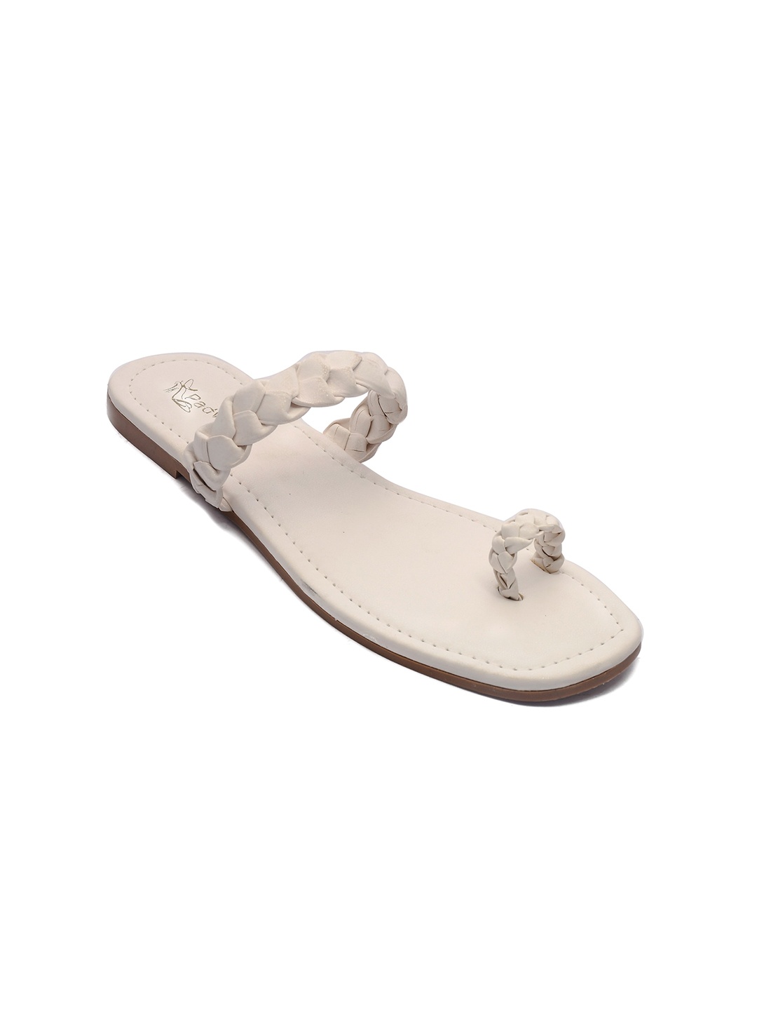 

Padvesh Women White Textured One Toe Flats