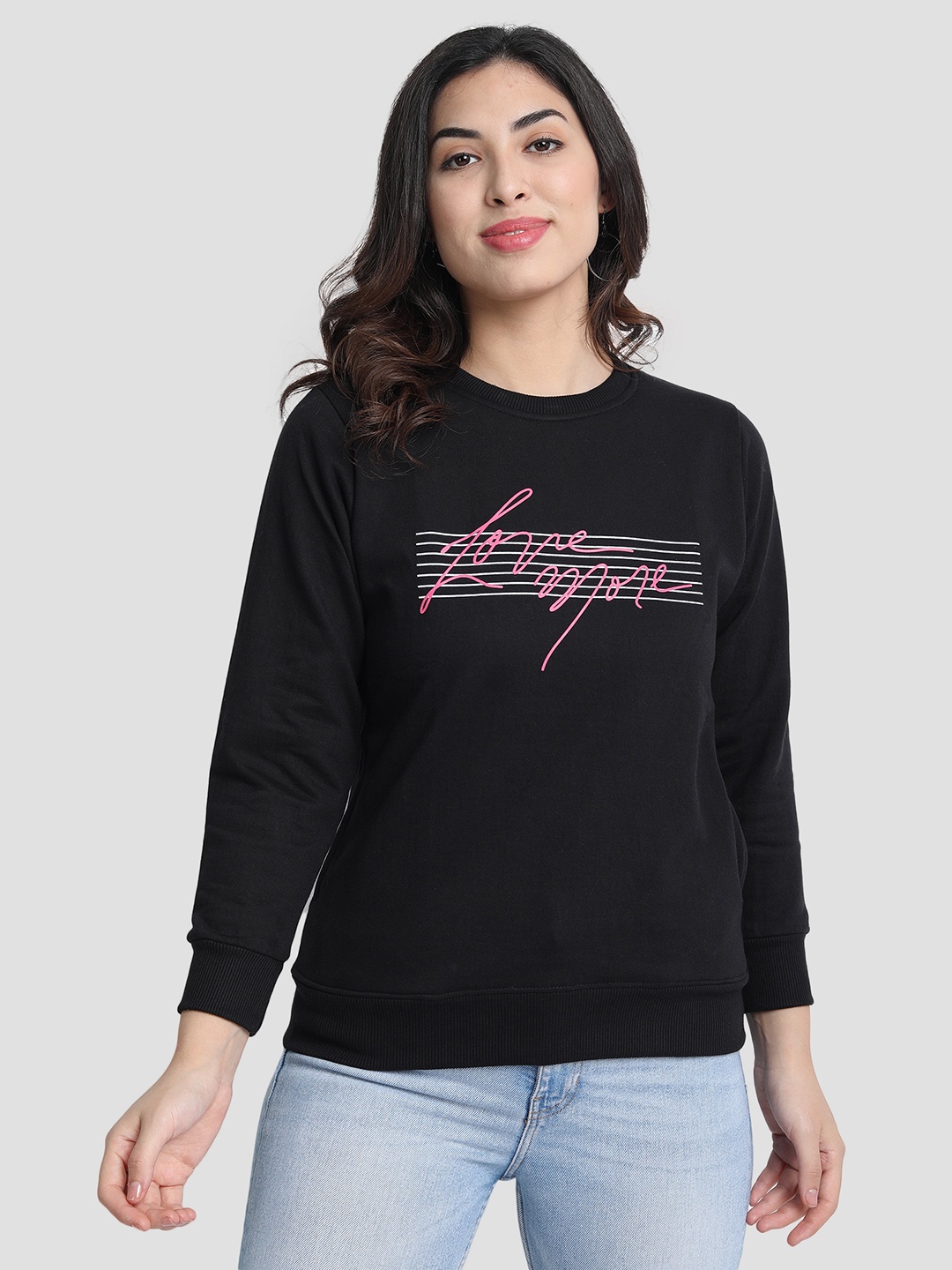 

CHOZI Women Black Printed Sweatshirt