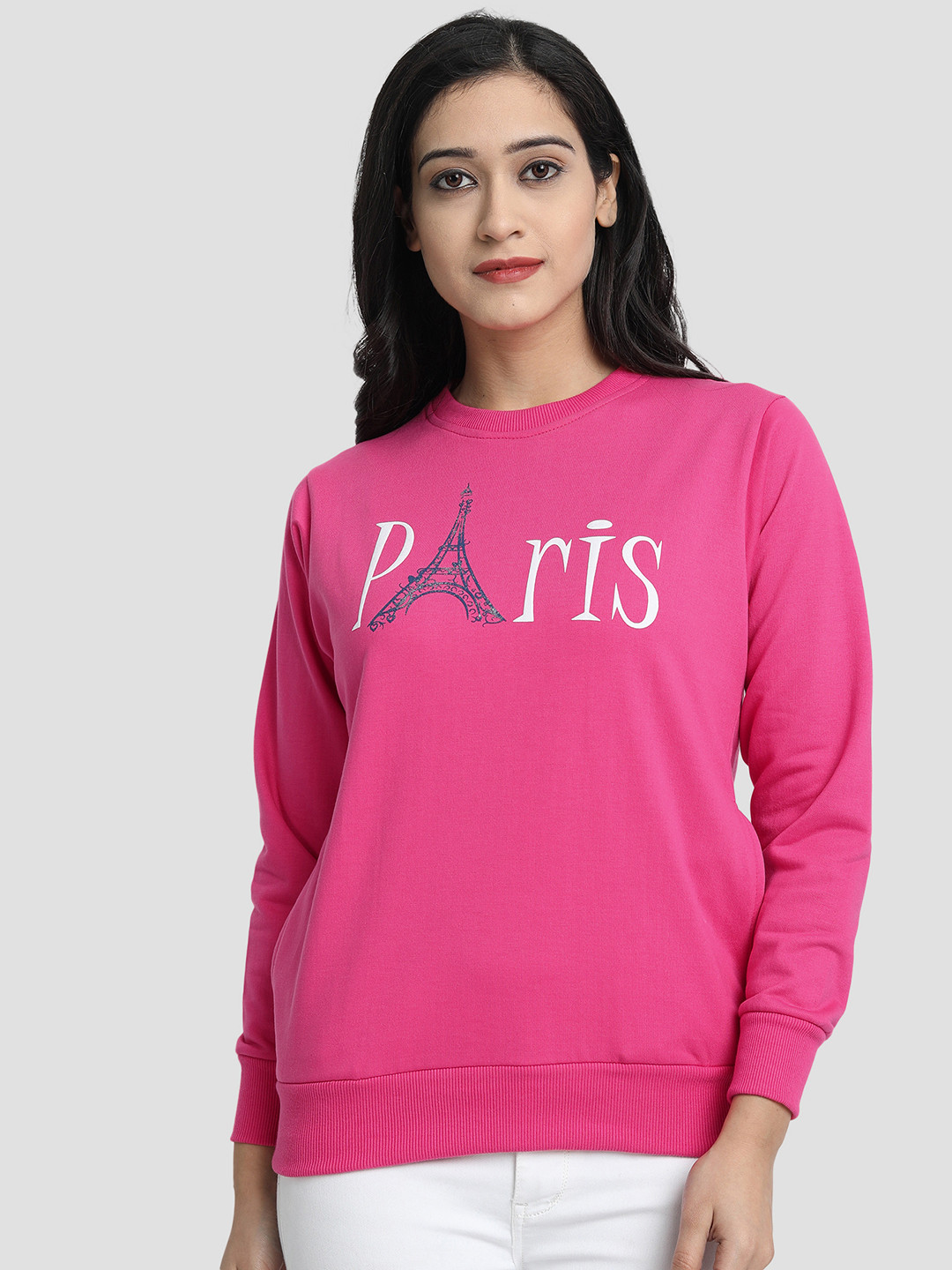 

CHOZI Women Pink Typography Printed Rapid Dry Sweatshirt