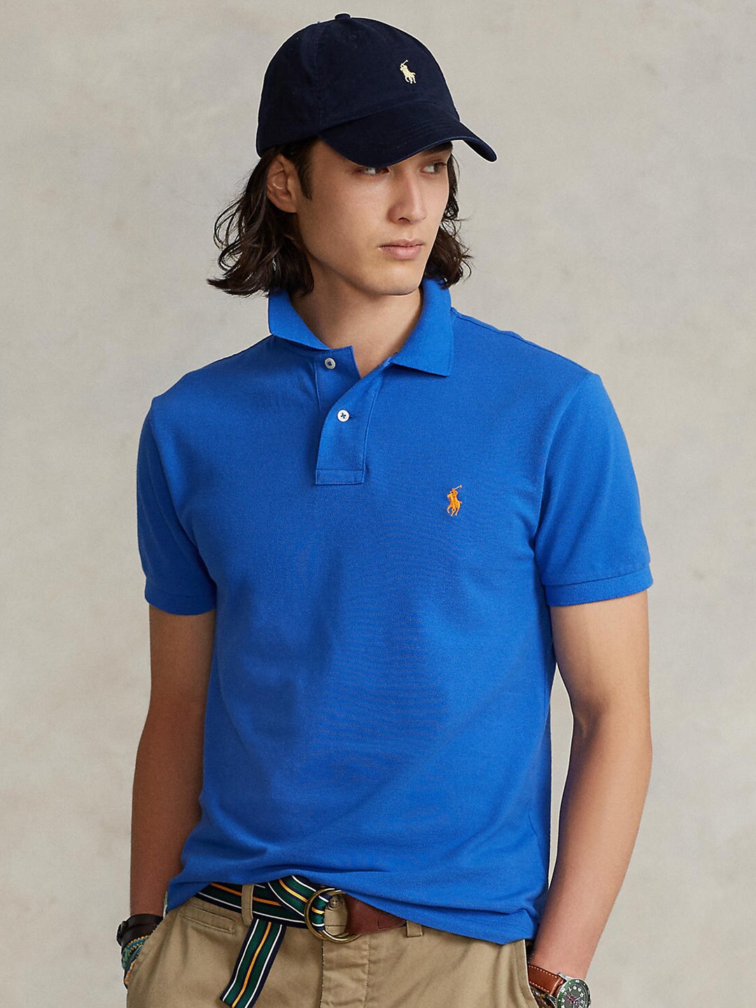 

Polo Ralph Lauren Men Cotton Blue Polo Collar T-shirt