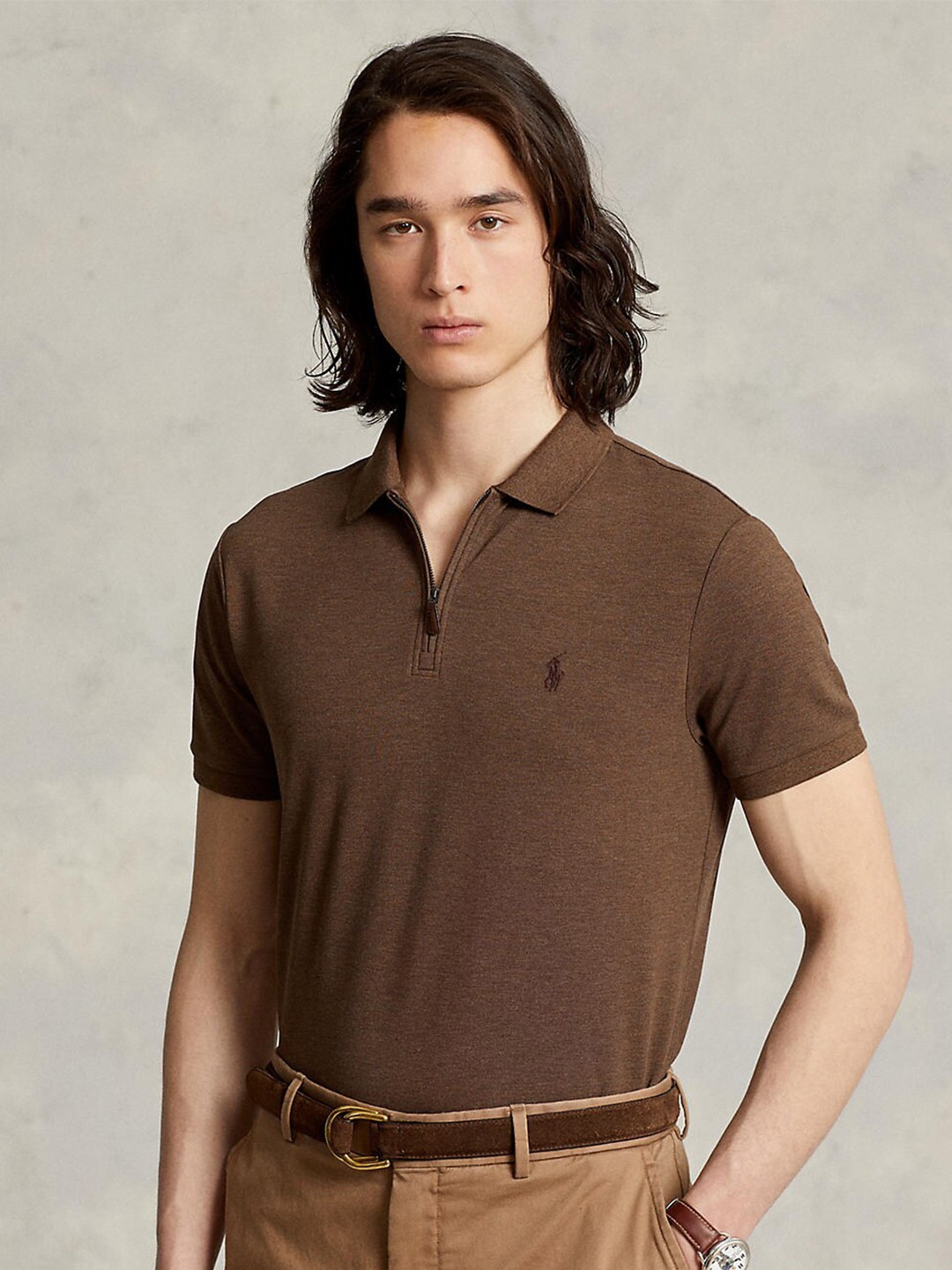 

Polo Ralph Lauren Men Brown Polo Collar T-shirt