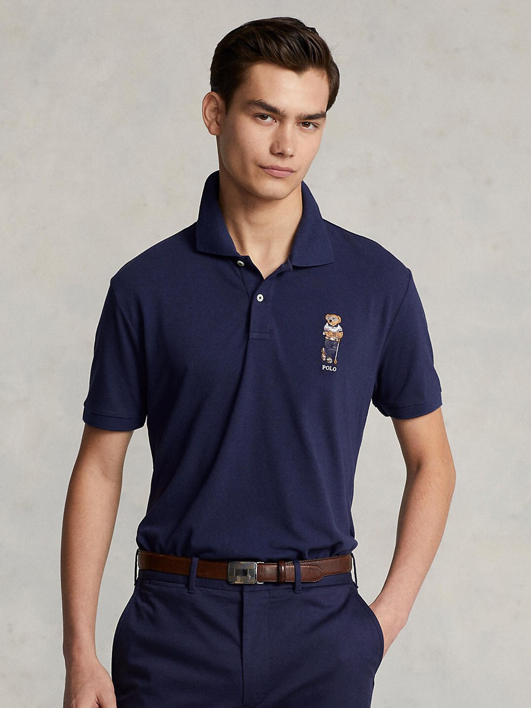 

Polo Ralph Lauren Men Navy Blue Polo Collar T-shirt