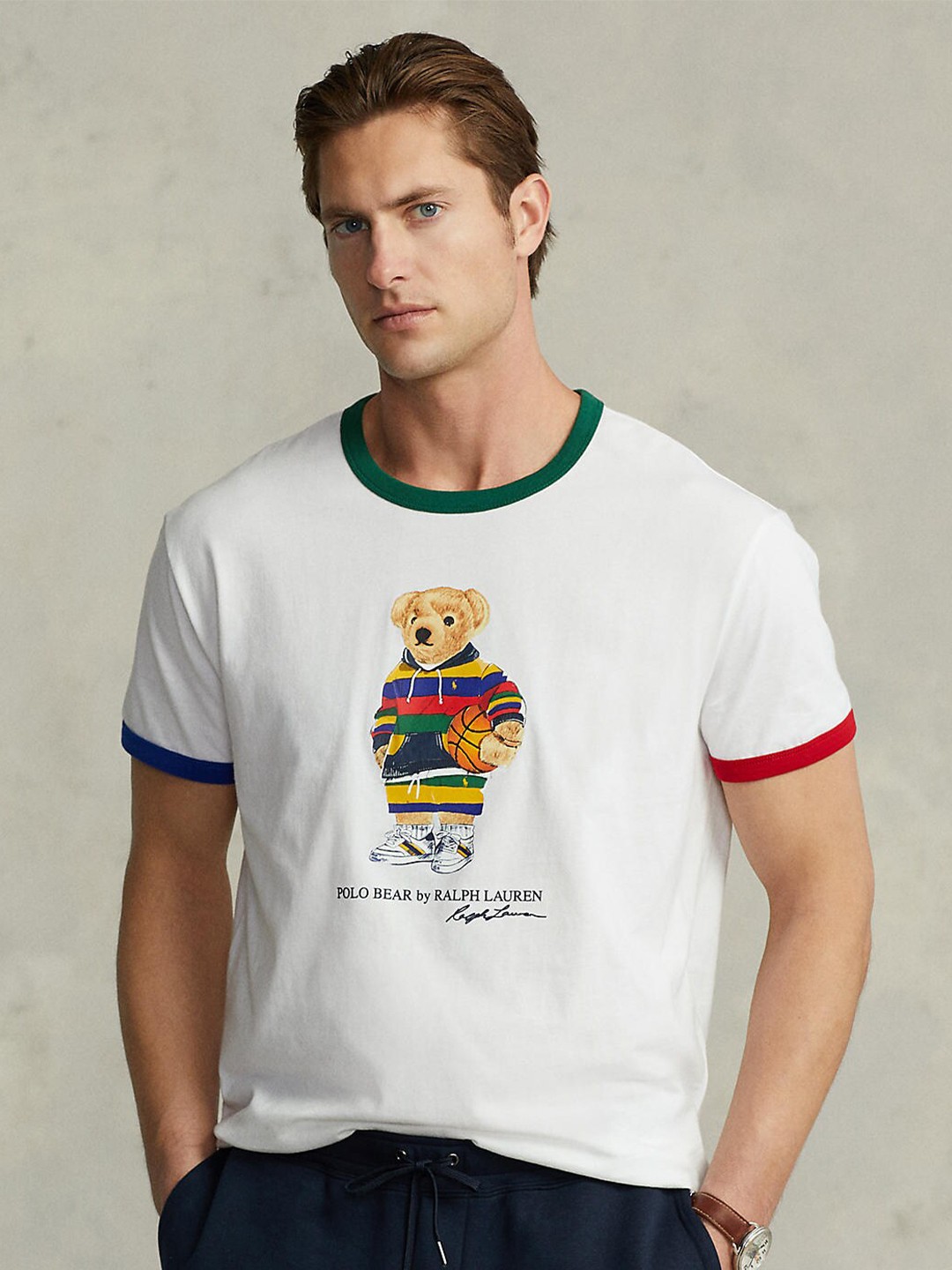 

Polo Ralph Lauren Men White Slim Fit Polo Bear Jersey T-Shirt