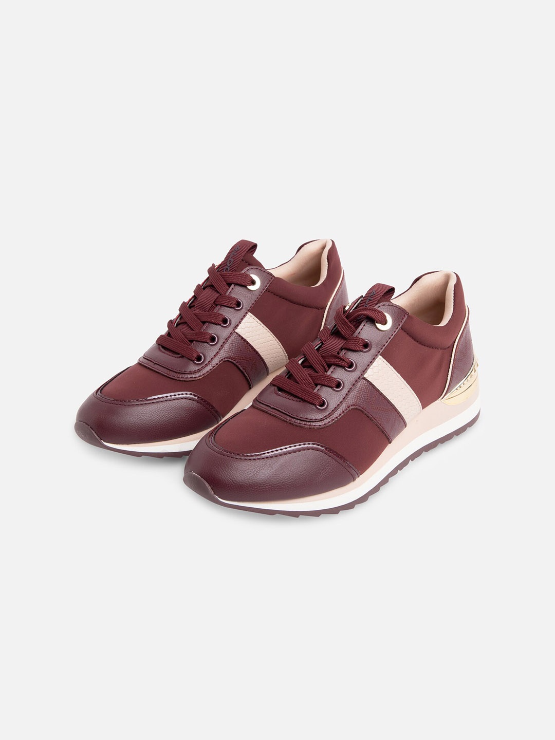 

ALDO Women Colourblocked Synthetic Lace-Ups Sneakers, Maroon