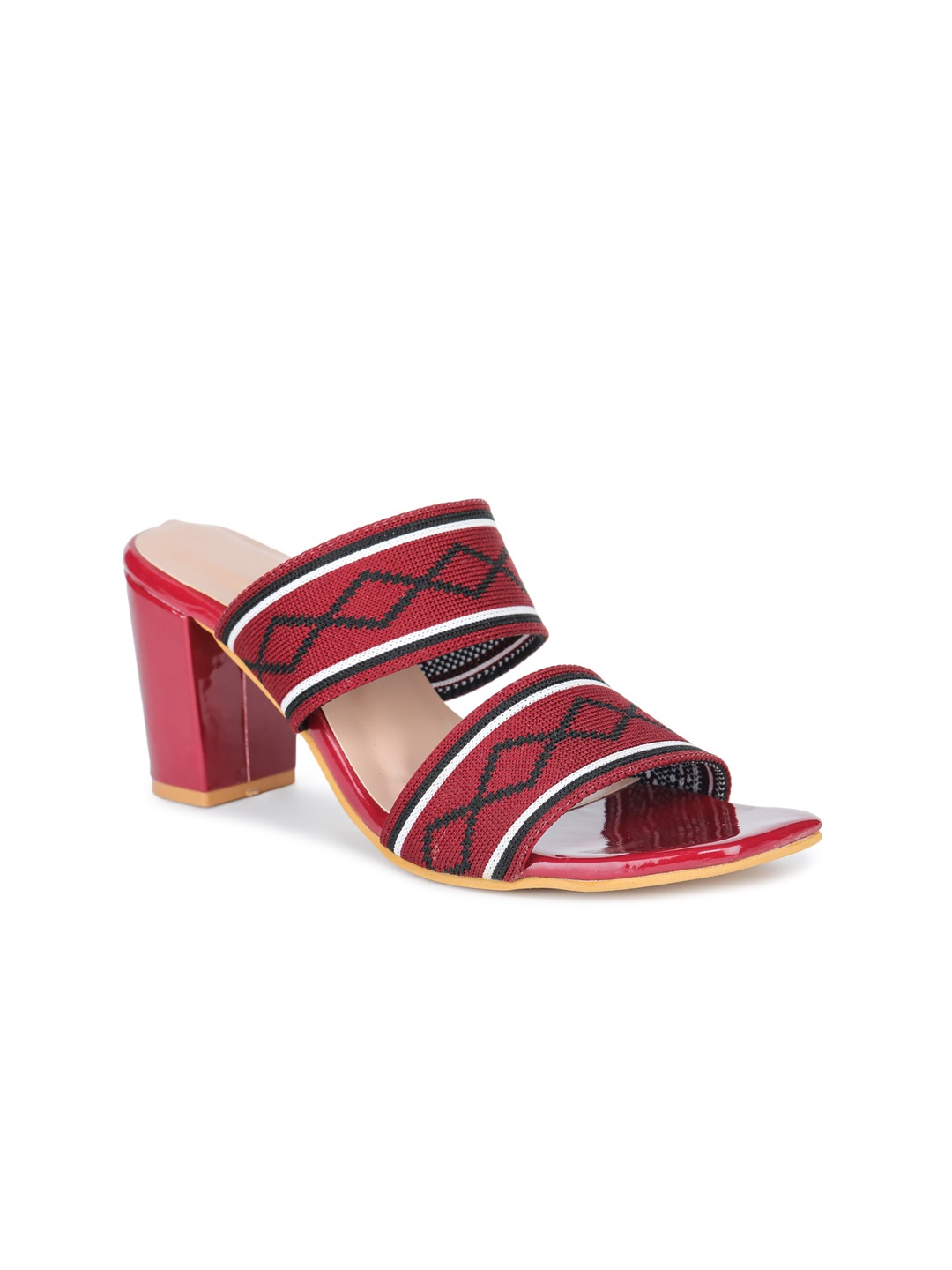 

H3F Red Printed Party Block Heels
