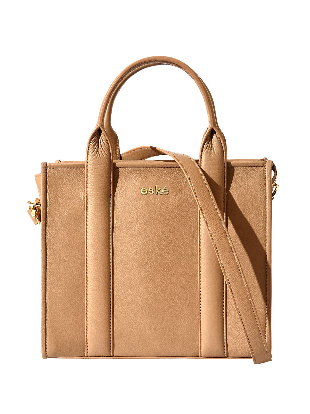 

Eske Beige Leather Shopper Handheld Bag