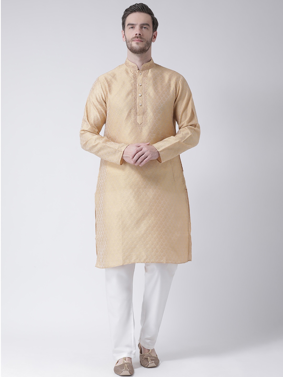 

SG LEMAN Men Beige & White Pure Cotton Kurta with Pyjamas