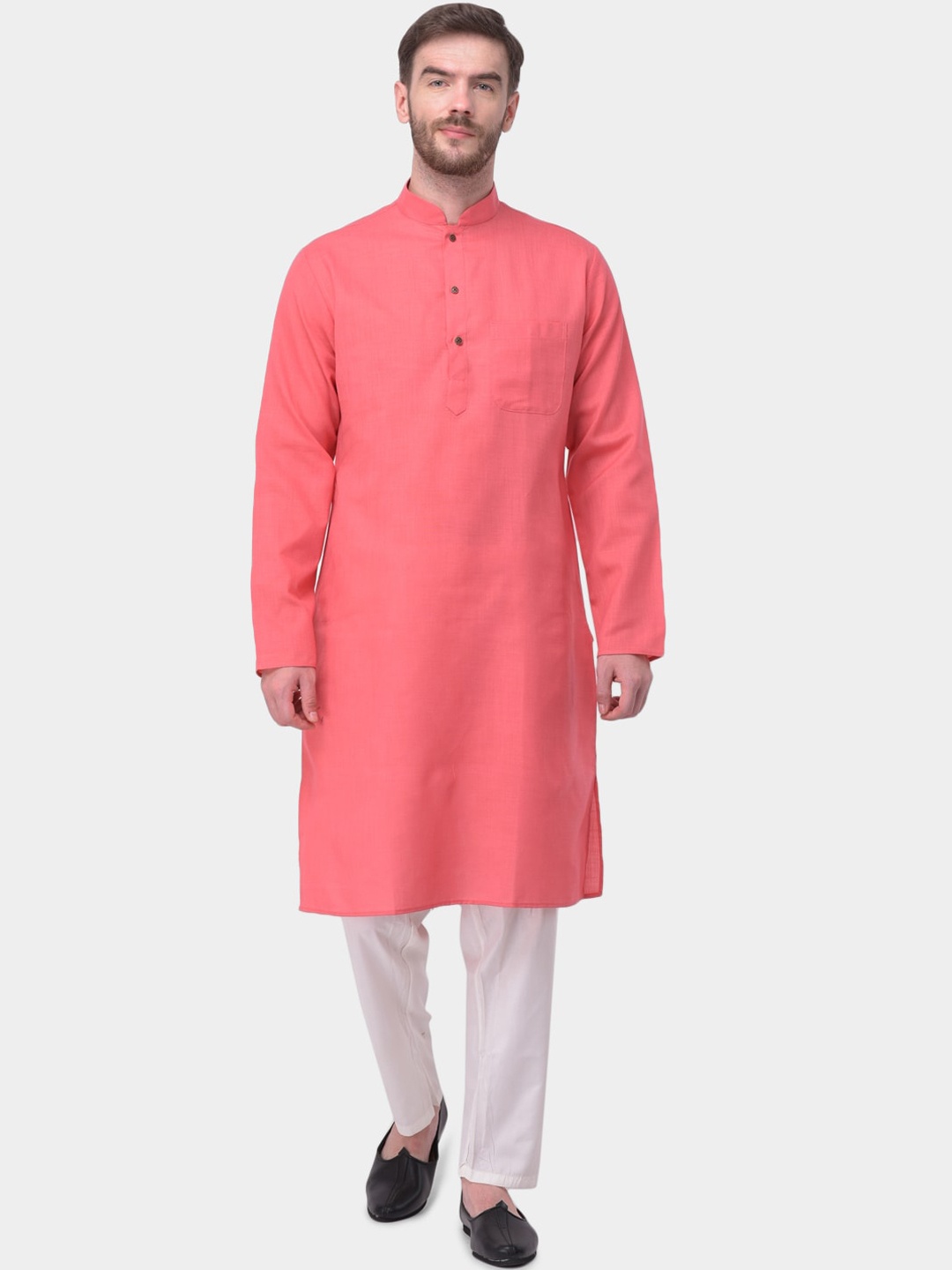 

SG LEMAN Men Pink Pure Cotton Kurta with Pyjamas