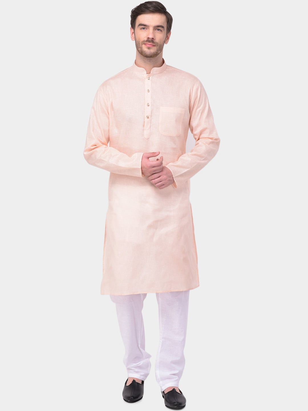 

SG LEMAN Men Pink Pure Cotton Kurta with Pyjama