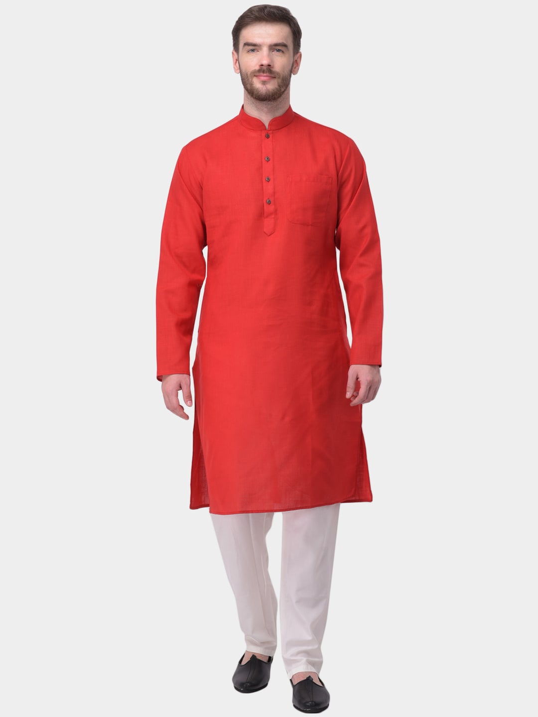 

SG LEMAN Men Red Pure Cotton Kurta with Pyjamas