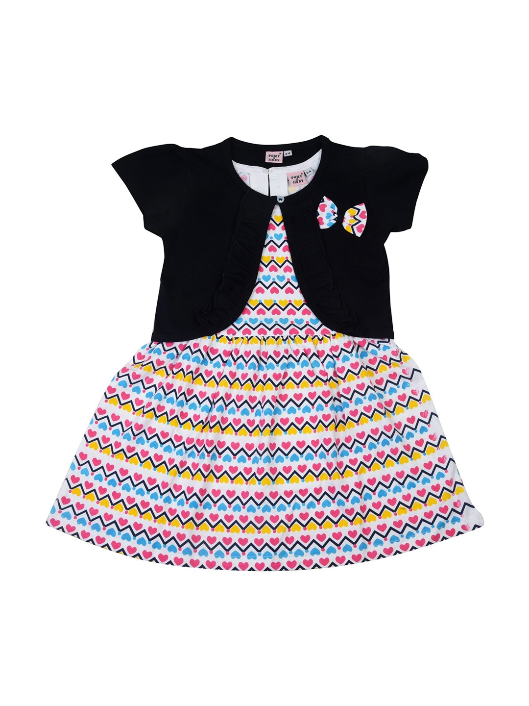 

POMY & JINNY Girls Black Floral A-Line Cotton Dress