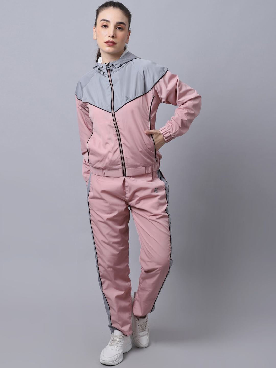 

ANTI CULTURE Women Pink & Blue Colourblocked Tracksuits