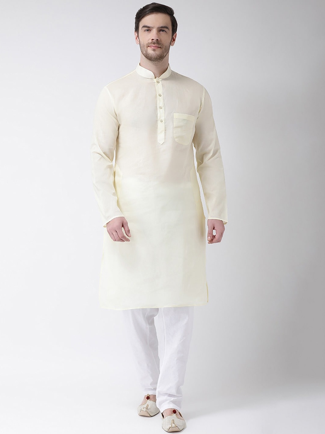 

SG LEMAN Men Yellow Pure Cotton Kurta with Pyjamas