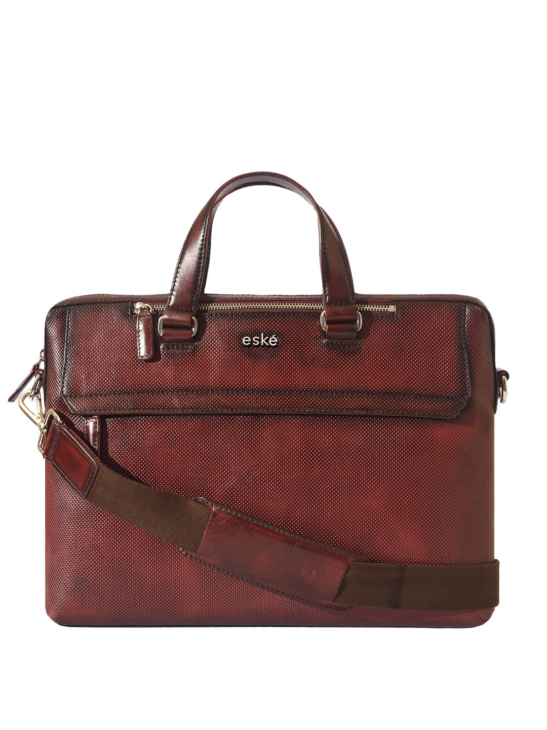 

Eske Men Maroon Textured Leather Laptop Bag