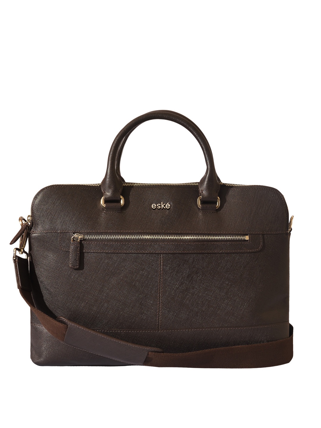 

Eske Men Brown Textured Leather Laptop Bag