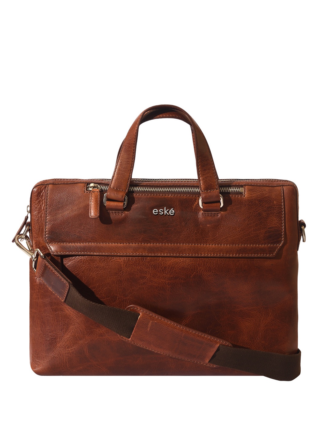 

Eske Truder Leather Textured Upto 15inch Laptop Messenger Bag, Tan