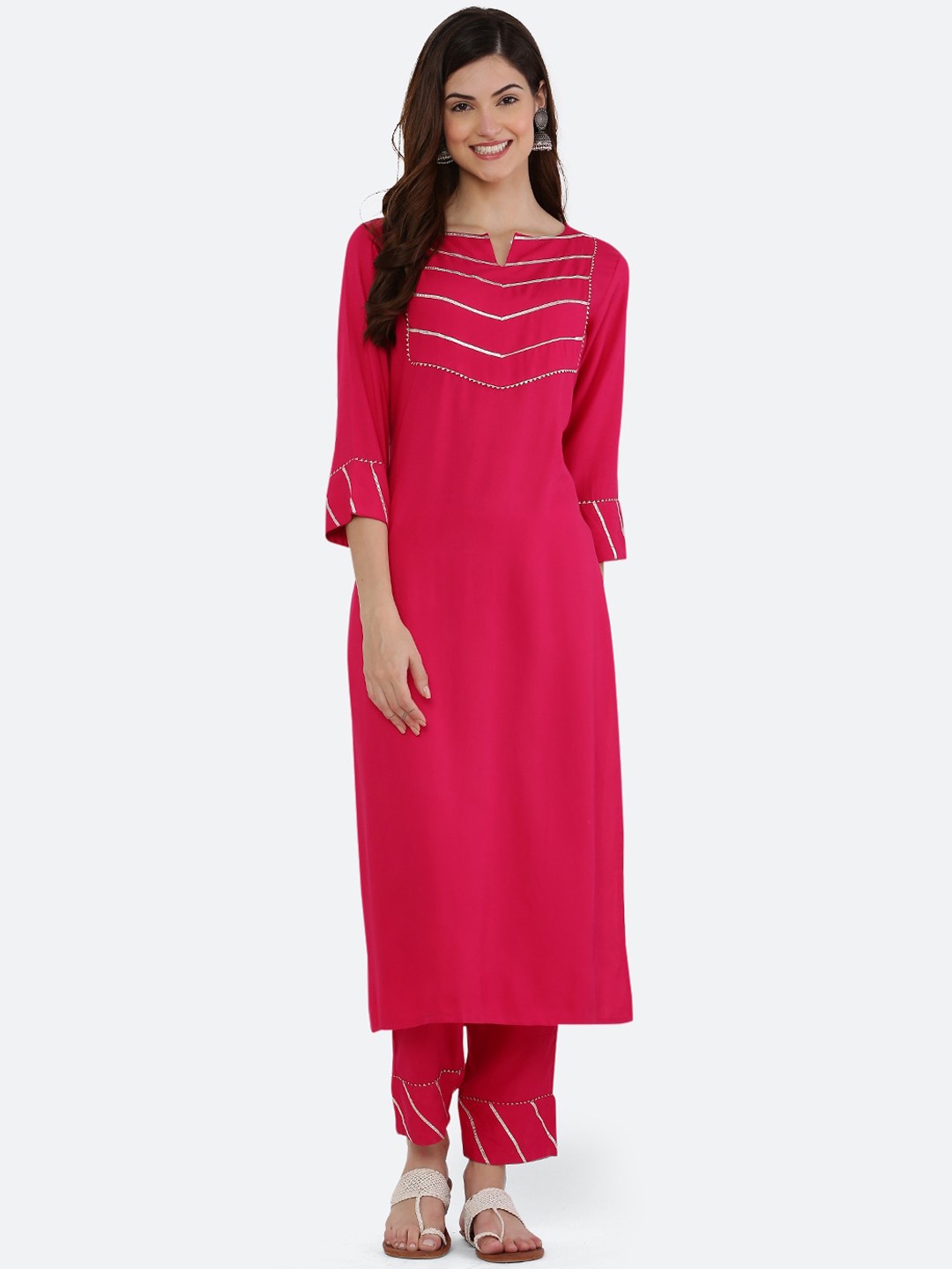 

WinEra Women Pink Gotta Patti Kurta with Trousers