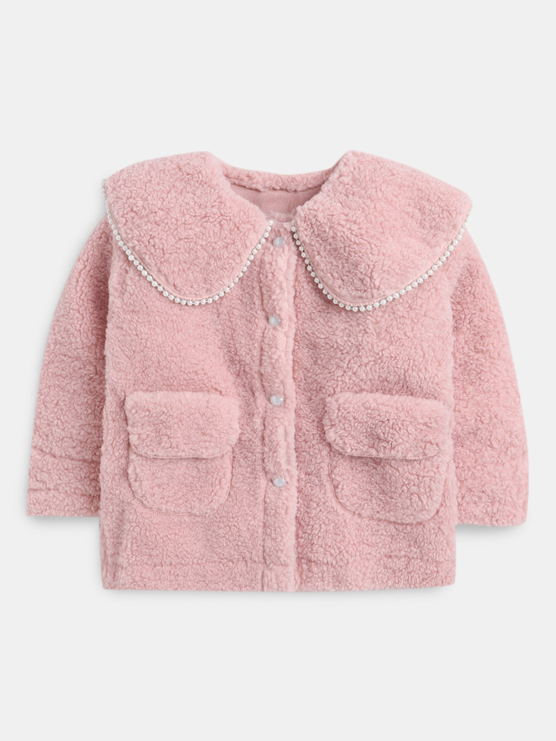 

Hopscotch Girls Pink Solid Sherpa Coats