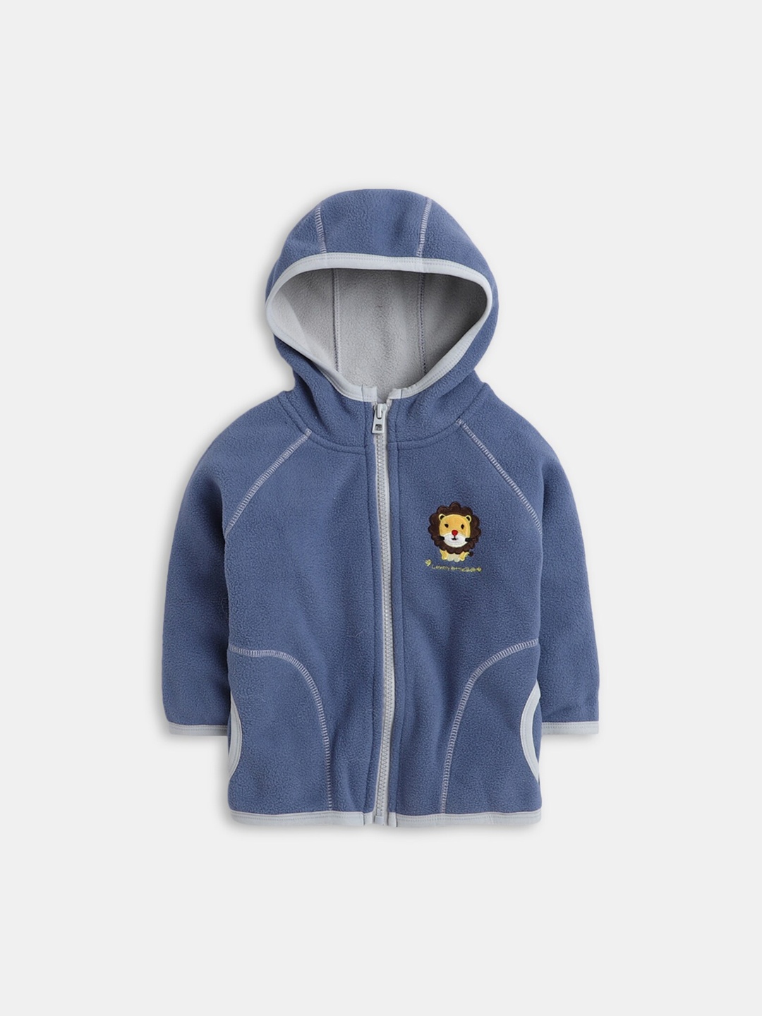 

Hopscotch Boys Blue Solid Open Front Jacket