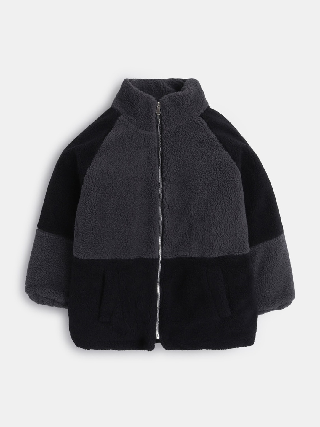 

Hopscotch Boys Black Colourblocked Longline with Fuzzy Detail Sweater
