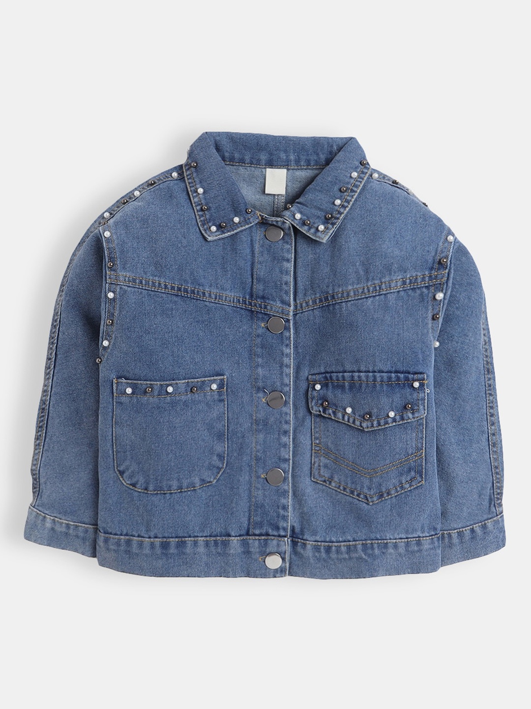 

Hopscotch Boys Blue Washed Crop Denim Jacket