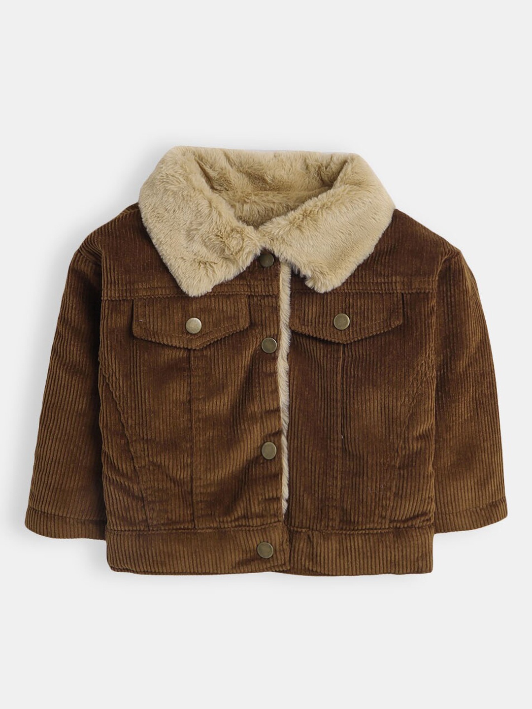

Hopscotch Boys Brown Striped Open Front Jacket