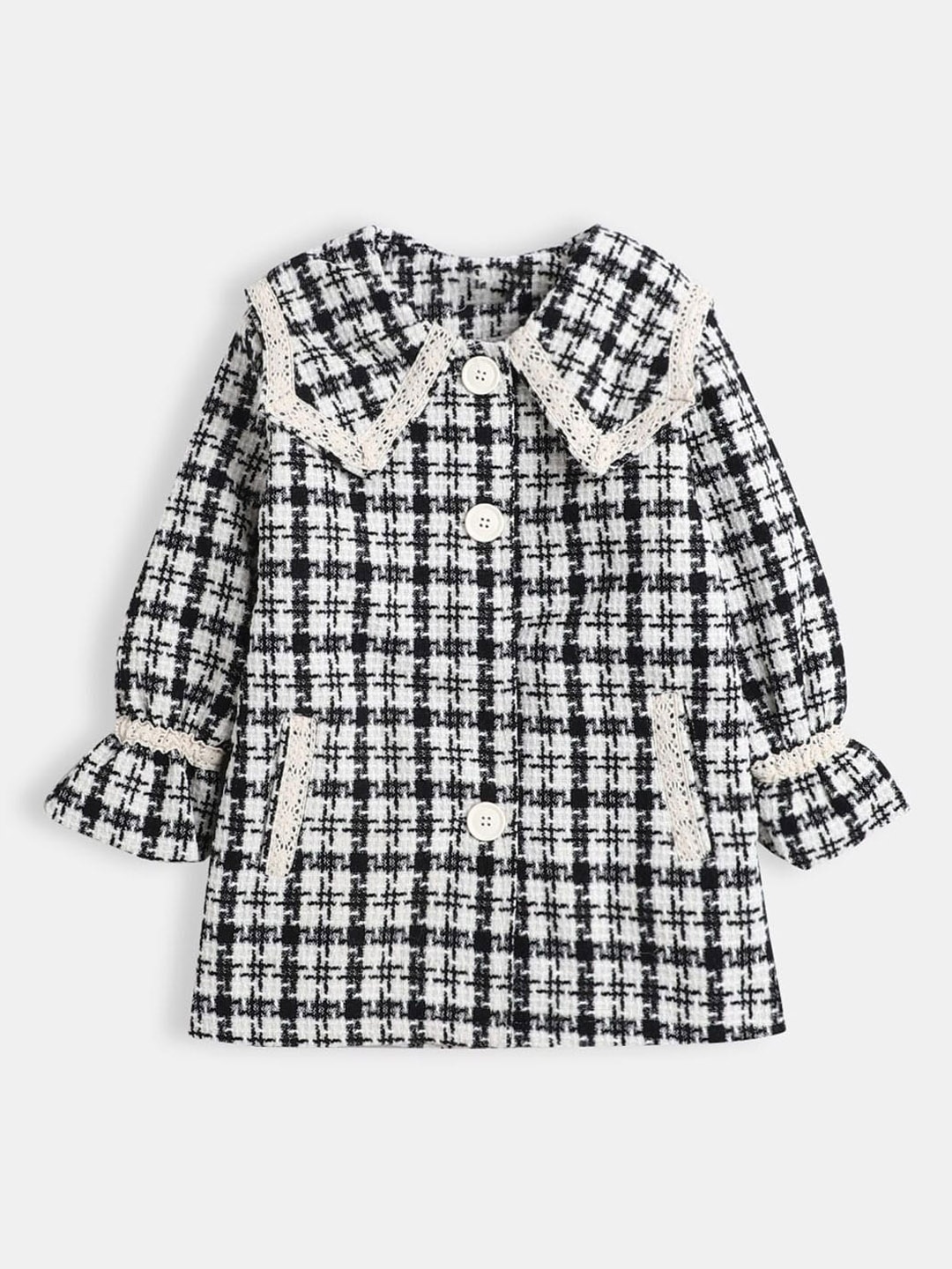 

Hopscotch Girls Black & White Printed Pea Coats