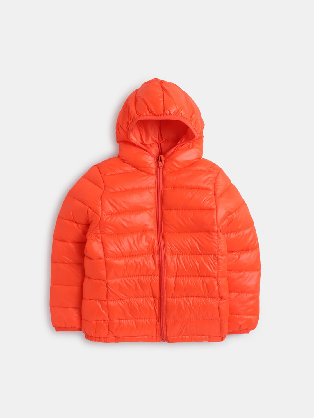

Hopscotch Girls Orange Solid Full Sleeve Puffer Jacket
